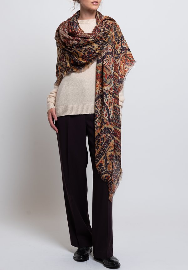 Alonpi Cashmere Printed Scarf in Chase Natural	