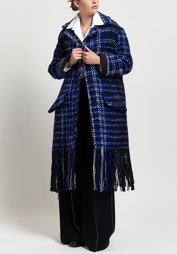 Marni Tweed Blanket Coat in Electric Blue	