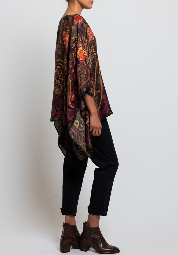 Etro Paisley & Floral Poncho in Black	