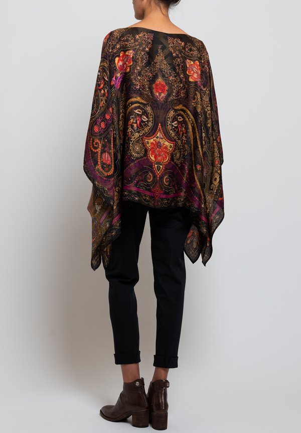 Etro Paisley & Floral Poncho in Black	