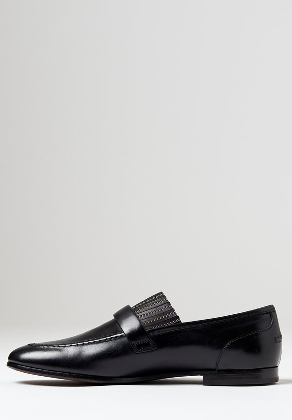 Brunello Cucinelli Calfskin Monili Loafers in Black	