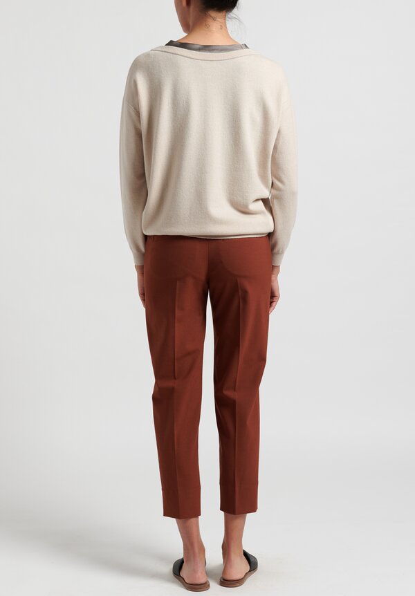 Brunello Cucinelli Virgin Wool Blend Tapered Pants in Rust