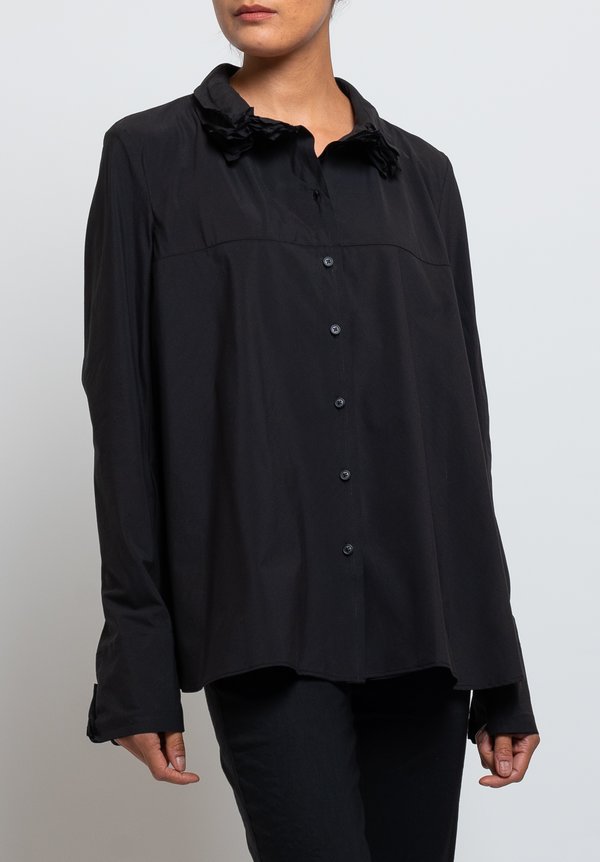 Rundholz Oversized Layered Collar Shirt in Black	