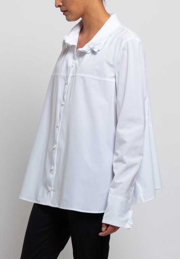 Rundholz Oversized Layered Collar Shirt in White	