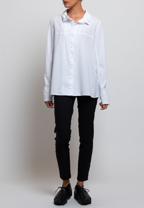 Rundholz Oversized Layered Collar Shirt in White	