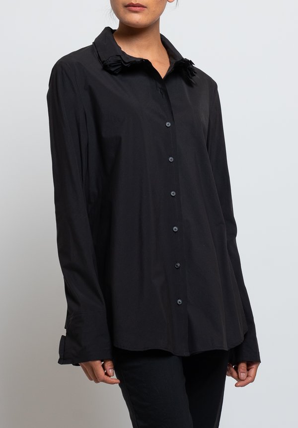 Rundholz Layered Collar Shirt in Black	