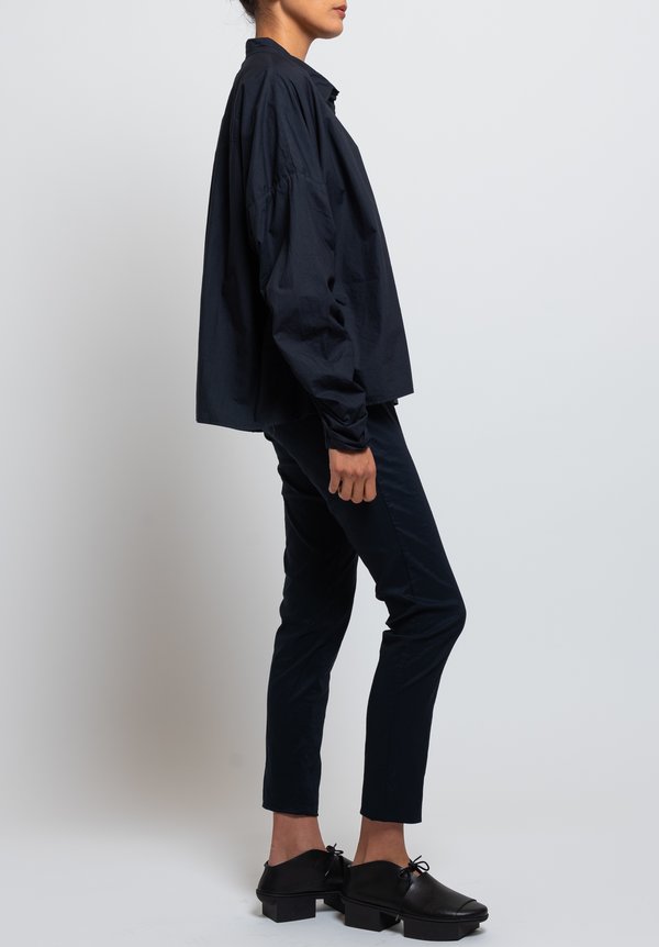 Rundholz Black Label Gathered Sleeve Shirt in Dark Blue	