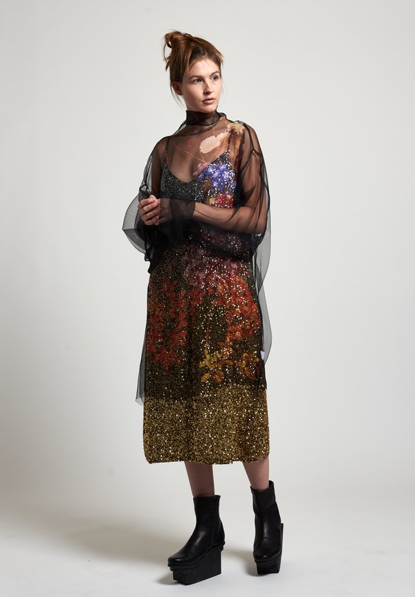 Dries Van Noten Sequin Daria Dress in Black/ Gold	