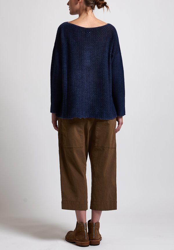 f Cashmere Perforated Sweater in Blue	