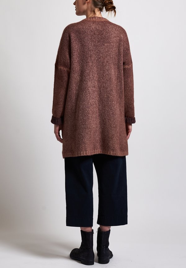 f Cashmere Open Front Cardigan in Brick	