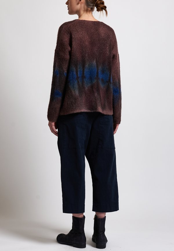 f Cashmere Ombre V-Neck Sweater in Brick/ Blue	