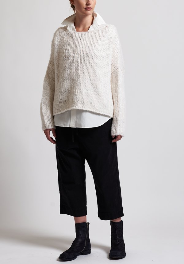 f Cashmere Loose Knit Sweater in White	