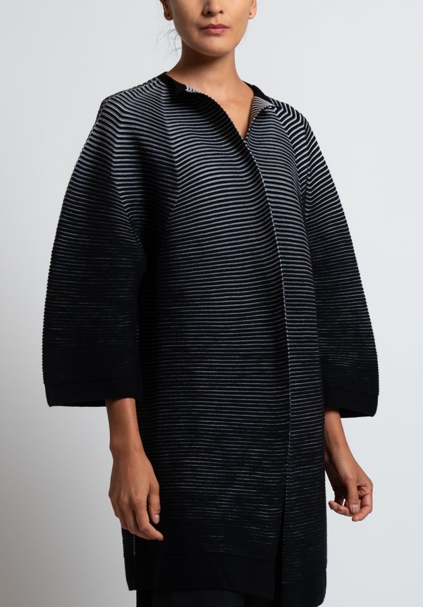 Issey Miyake Circle Knit Coat in Black	