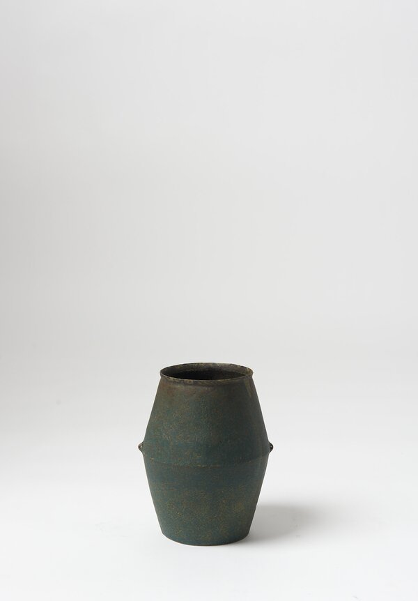 Linda Ouhbi Stoneware Hexagon Vase in Green	