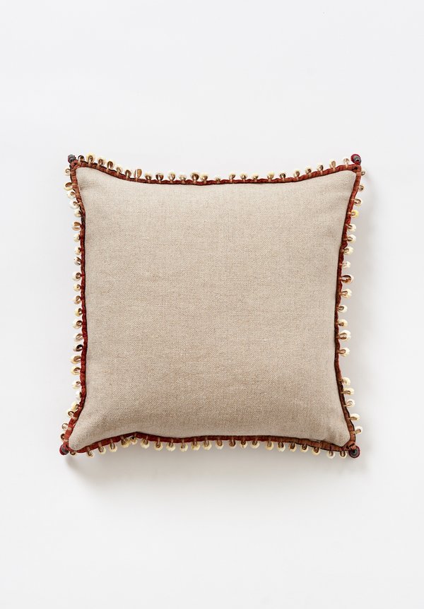 Vintage 16.5'' Banjara Embroidery, Mirror & Cowry Shell Pillow	