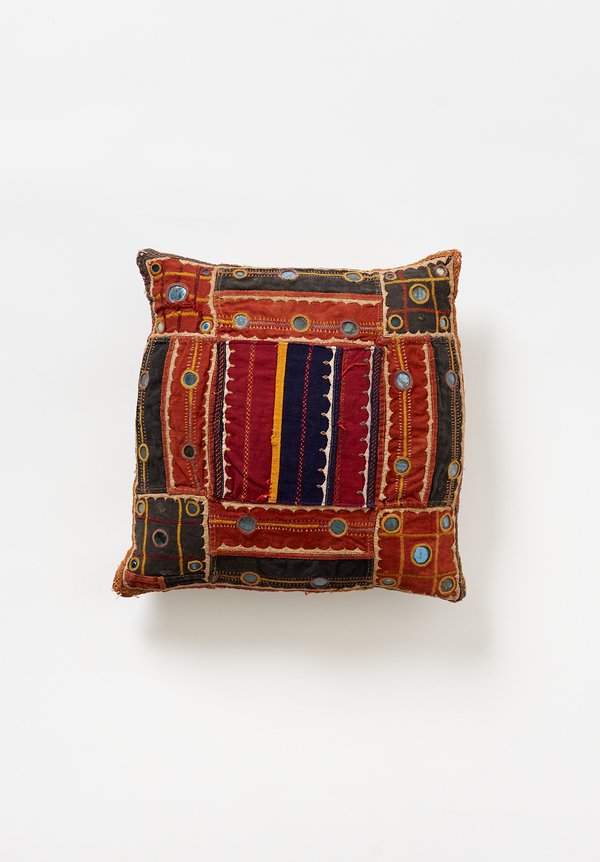 Vintage Banjara Embroidery & Mirrors Square Pillow	