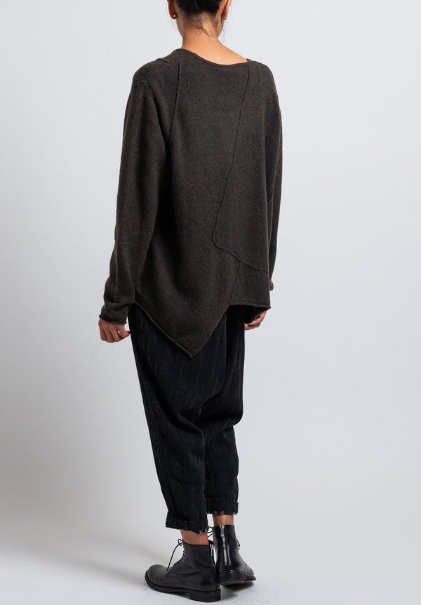 Rundholz Black Label Asymmetric Sweater in Dark Olive	