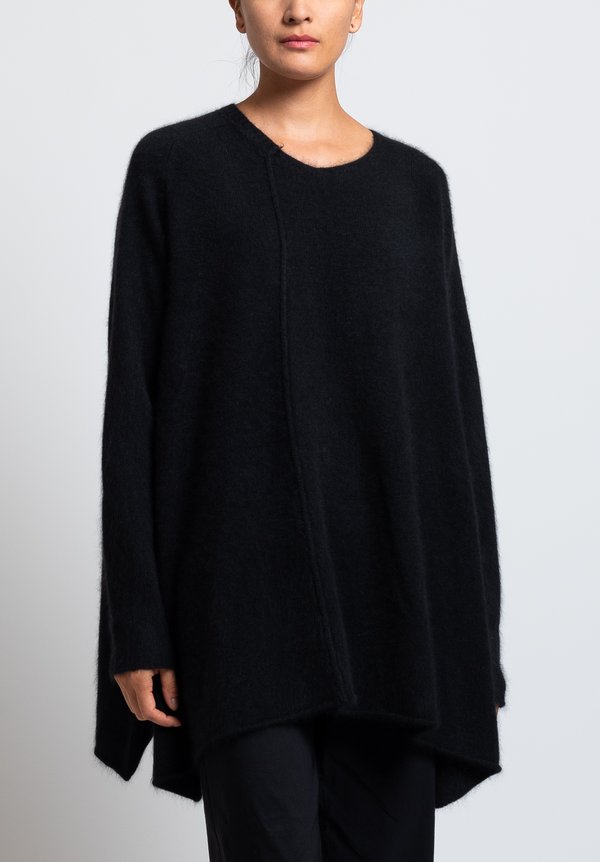 Rundholz Racoon Dehaired A-Line Sweater in Black	
