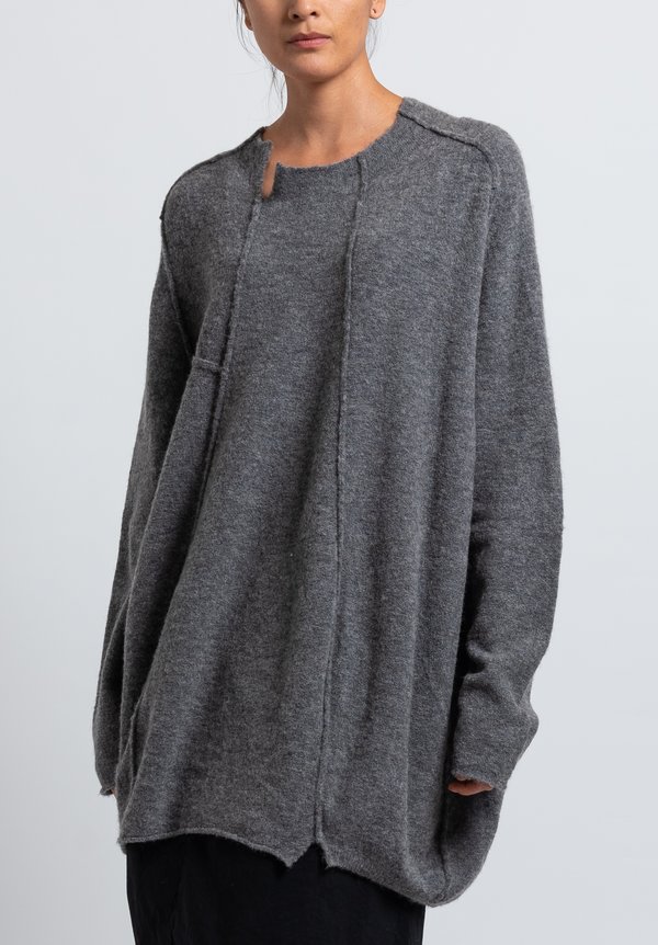 Rundholz Wool/ Baby Alpaca Reverse Seam Sweater in Anthra	