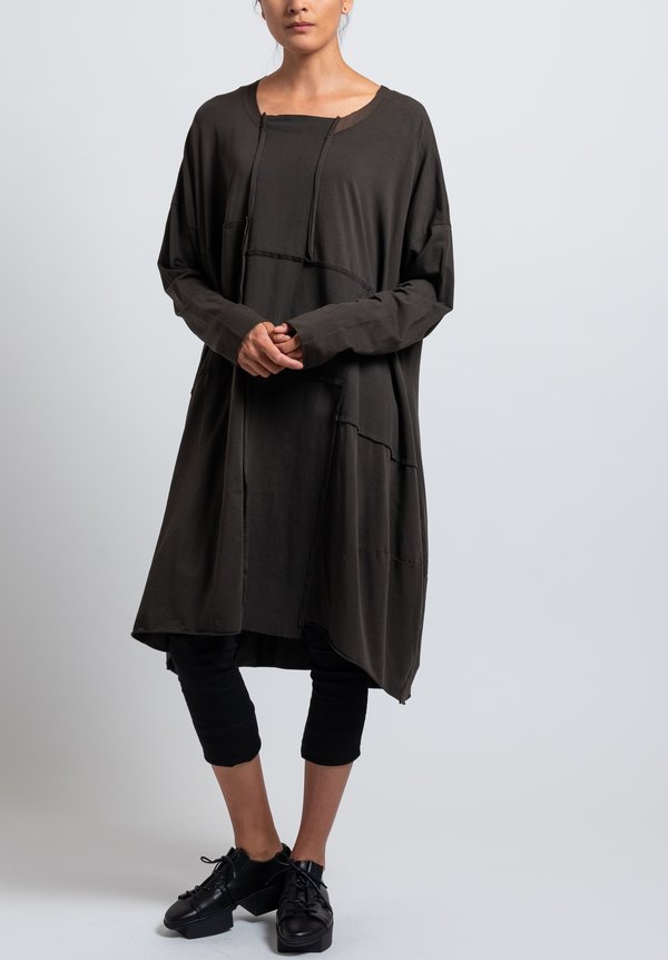 Rundholz Black Label  Oversized Bonded Mesh Dress in Dark Olive	