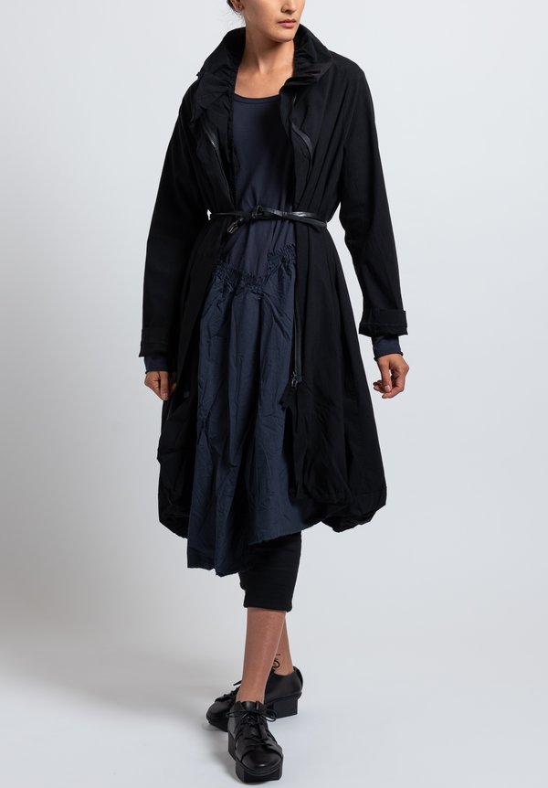 Rundholz Black Label Jersey & Woven Skirt Dress in Dark Blue	