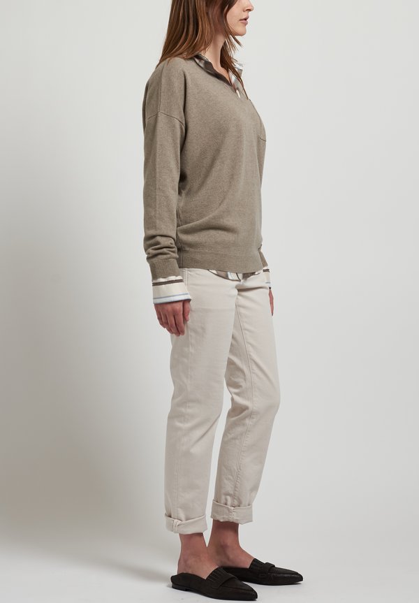 Brunello Cucinelli Detail Pocket V-Neck Sweater in Rope	