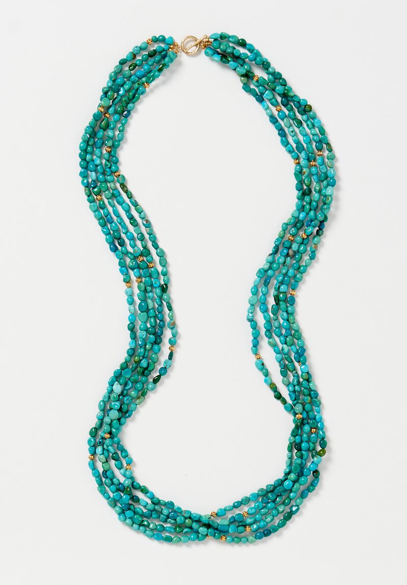 Greig Porter 18K, Kingman Turquoise 5-Strand Necklace