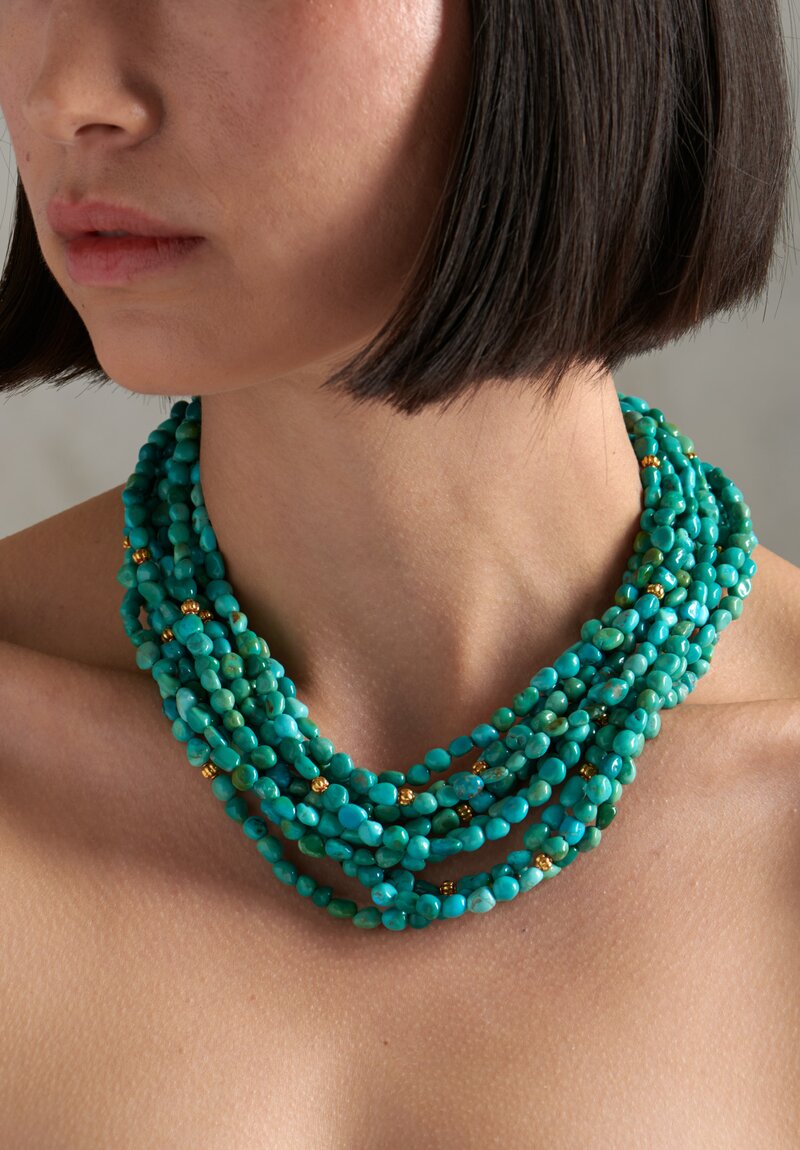 Greig Porter 18K, Kingman Turquoise 5-Strand Necklace