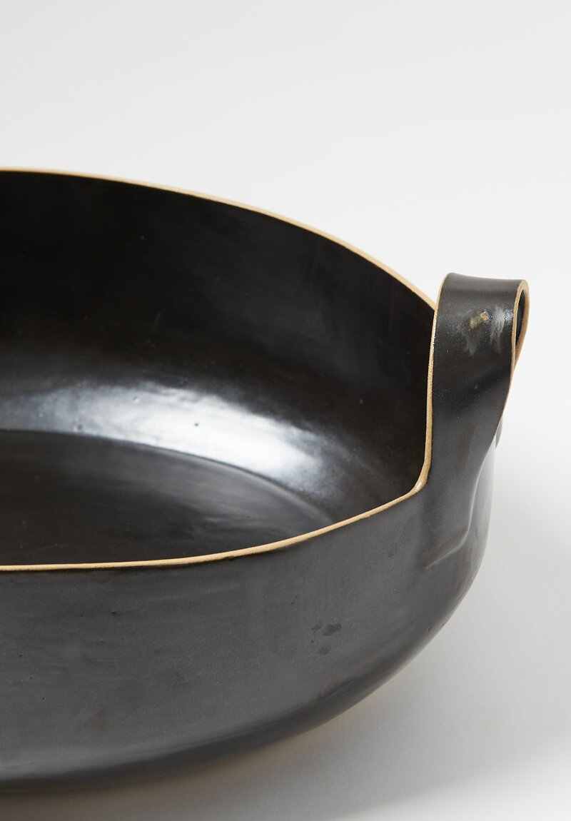 Laurie Goldstein Ceramic Large Oval Basket Bowl Black	