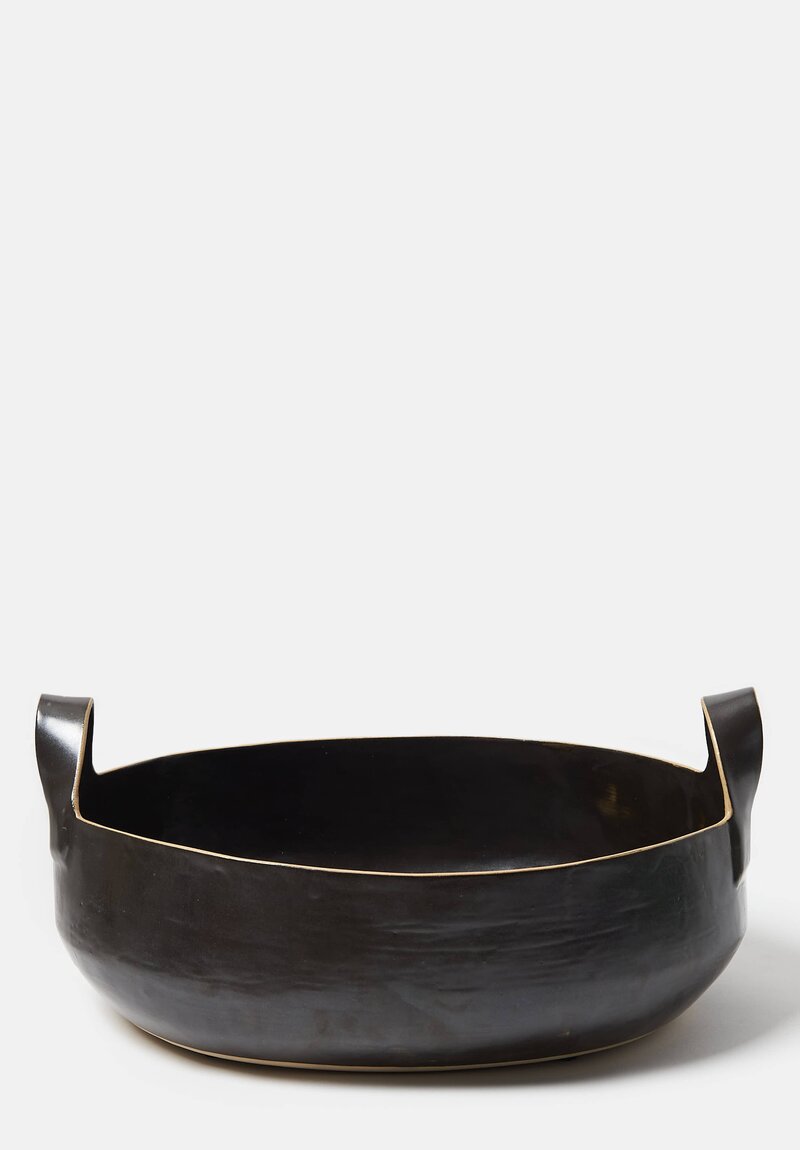 Laurie Goldstein Ceramic Large Oval Basket Bowl Black	