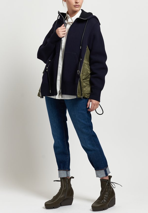 Sacai Contrast Hoodie Jacket in Navy | Santa Fe Dry Goods . Workshop ...