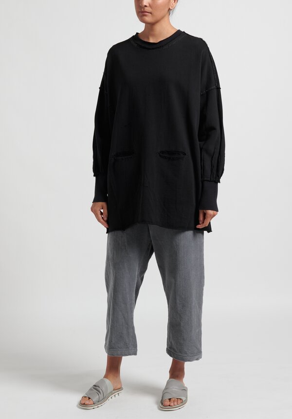 Umit Unal Long Reverse Patched Sweatshirt in Black	