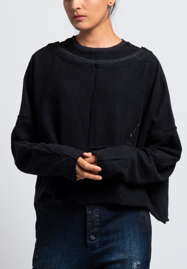 Umit Unal Short Reverse Patched Sweatshirt in Black	