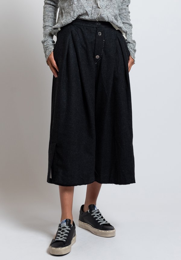 Umit Unal Wool Wide Leg Pants in Anthracite	