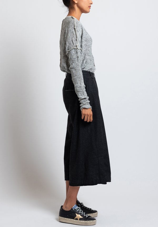 Umit Unal Wool Wide Leg Pants in Anthracite	