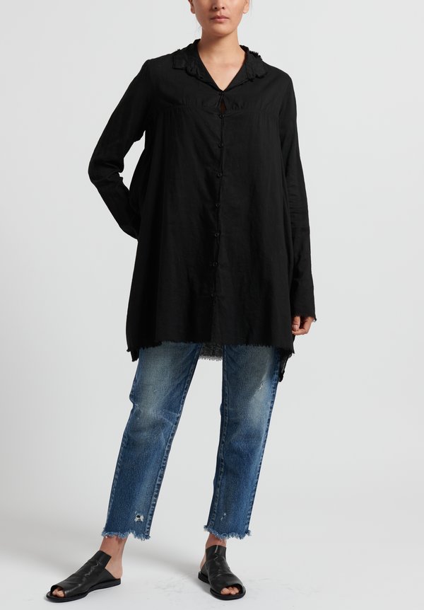 Rundholz Dip Semi-Sheer Layered Shirt in Black | Santa Fe Dry Goods ...