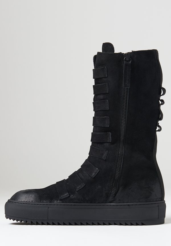 Rundholz Black Label Suede Mid Calf Buckle Boots in Black | Santa Fe ...