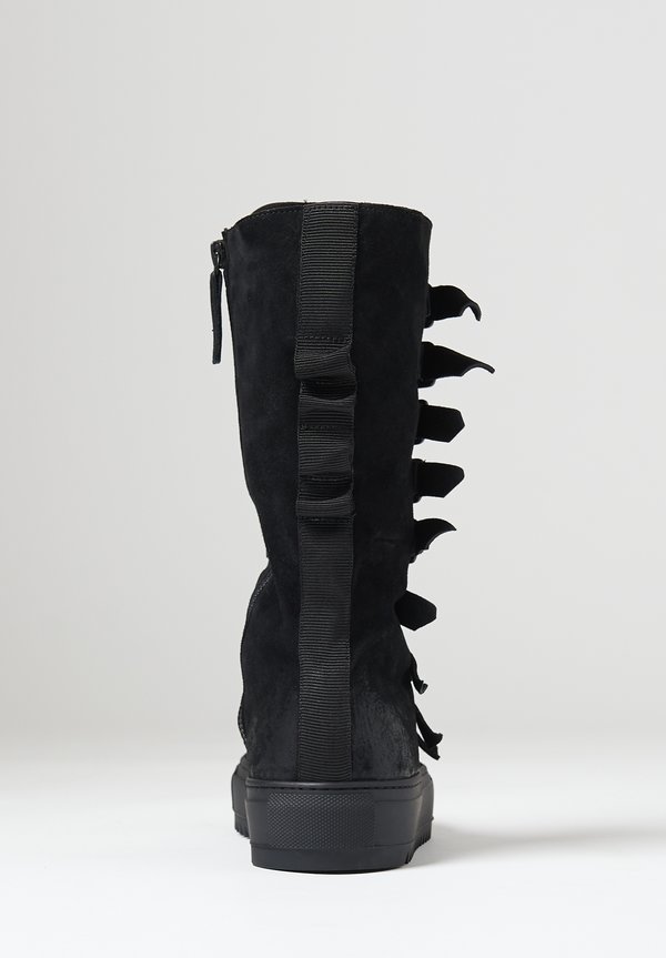 Rundholz Black Label Suede Mid Calf Buckle Boots in Black	