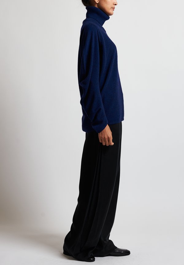 Issey Miyake Round Knit Sweater in Dark Blue	