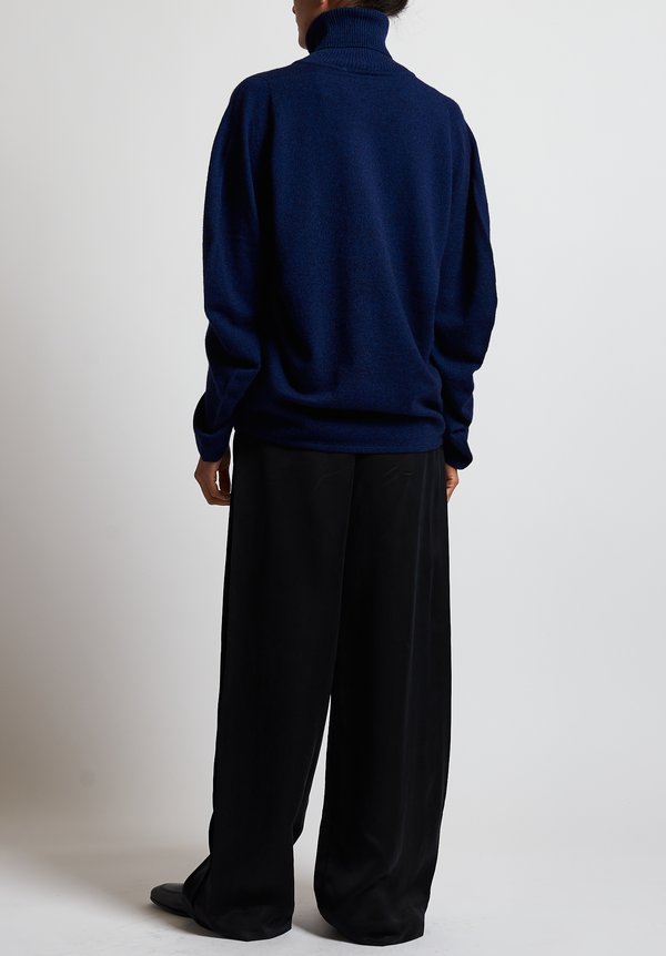 Issey Miyake Round Knit Sweater in Dark Blue	