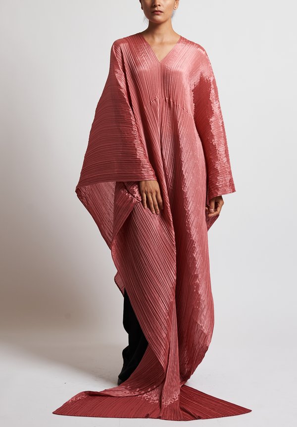 Issey Miyake Pleats Please Madame-T Wrap Tunic in Coral	