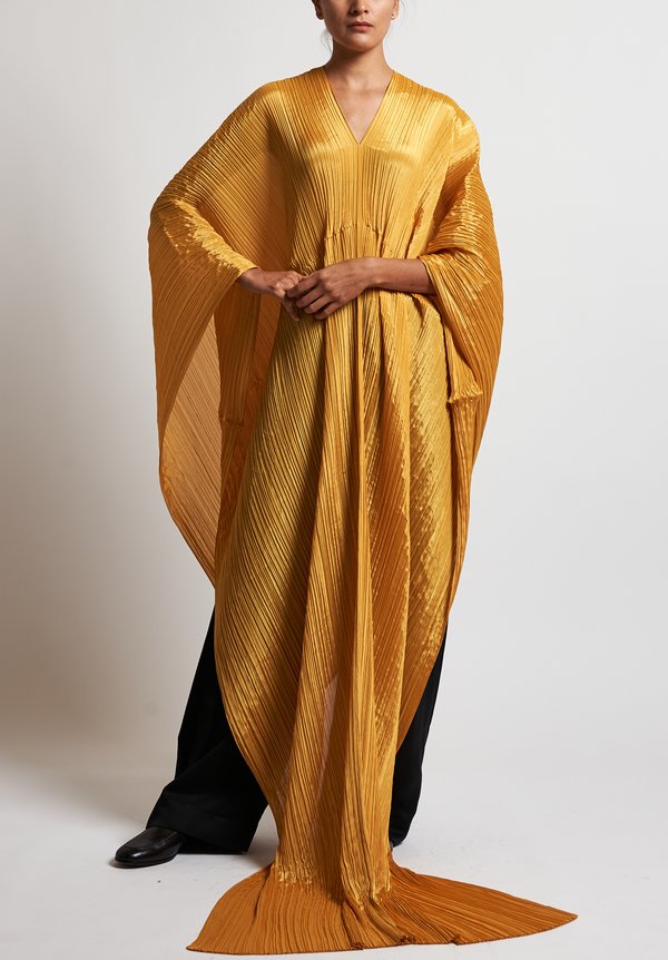 Issey Miyake Pleats Please Madame-T Wrap Tunic in Yellow | Santa