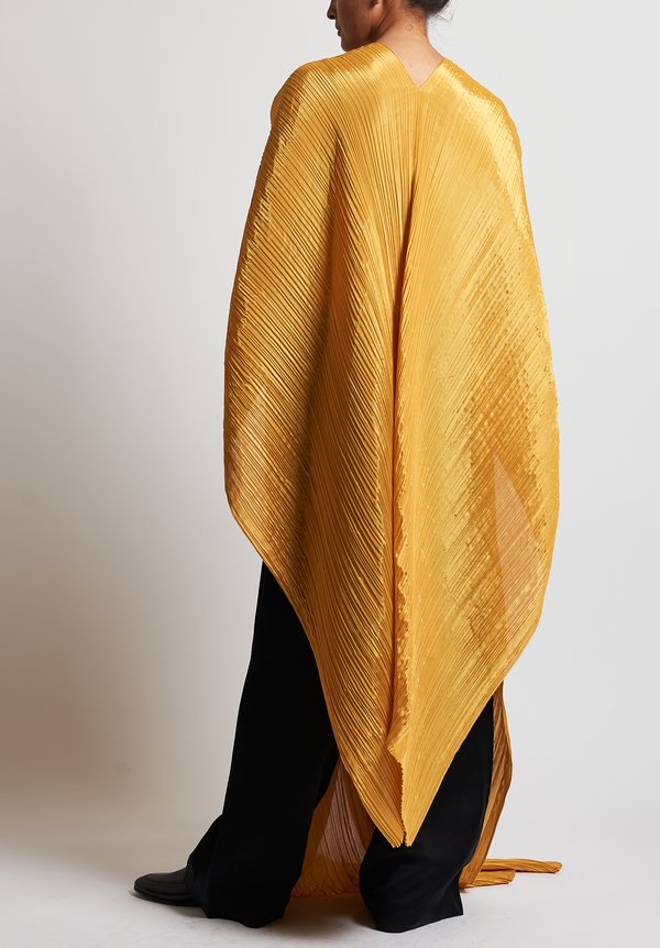 Issey Miyake Pleats Please Madame-T Wrap Tunic in Yellow | Santa