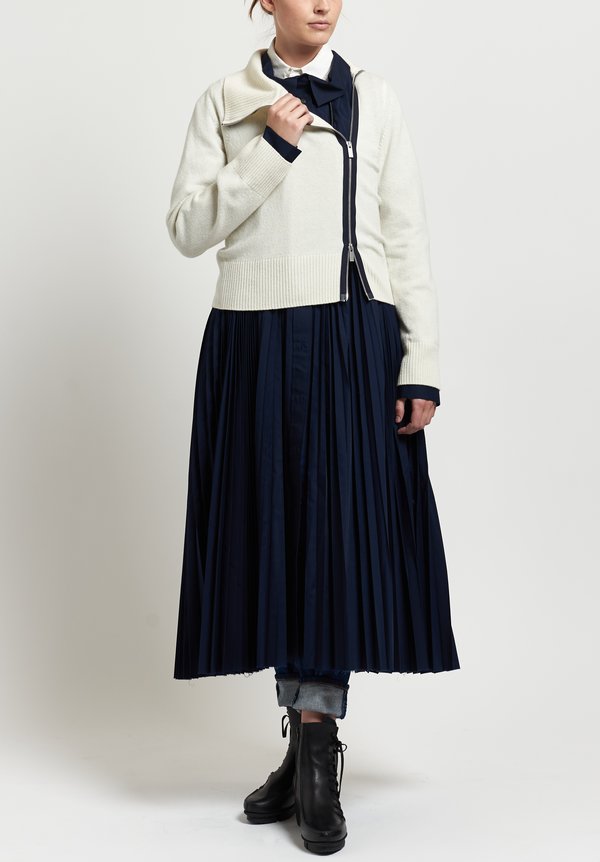 Sacai Pleated Dress with Jacket in Navy/ White	