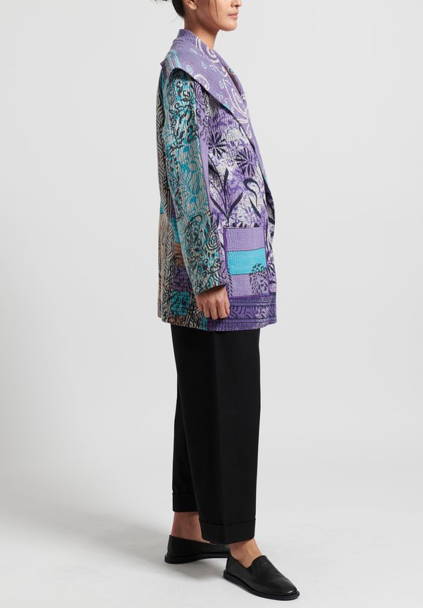 Mieko Mintz 4-Layer Pocket Jacket in Lavender/ Aqua