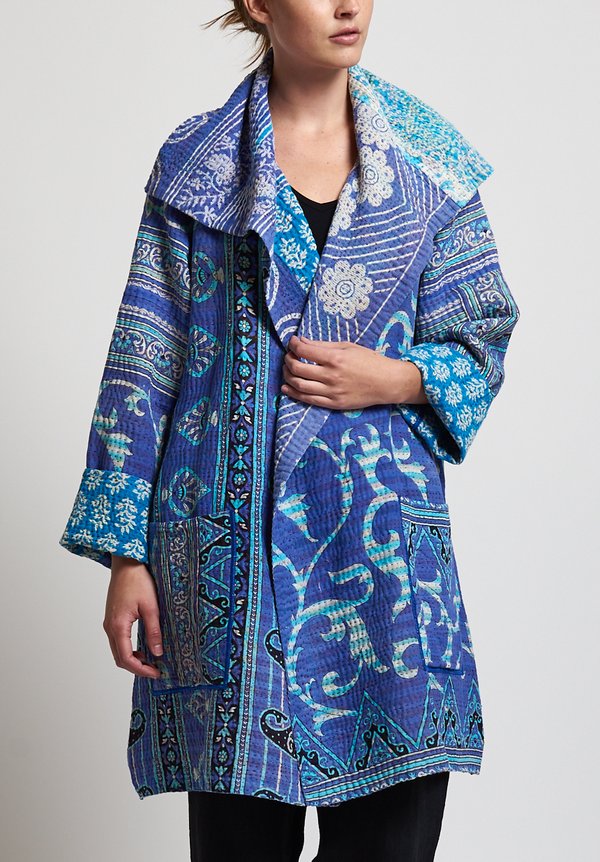 Mieko Mintz 4-Layer Pocket Coat in Purple/ Blue	