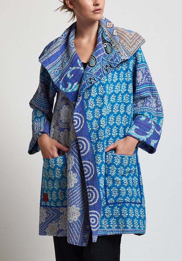 Mieko Mintz 4-Layer Pocket Coat in Purple/ Blue	