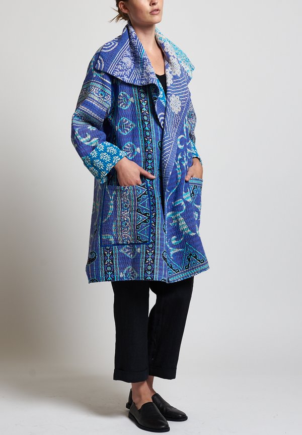 Mieko Mintz 4-Layer Pocket Coat in Purple/ Blue	
