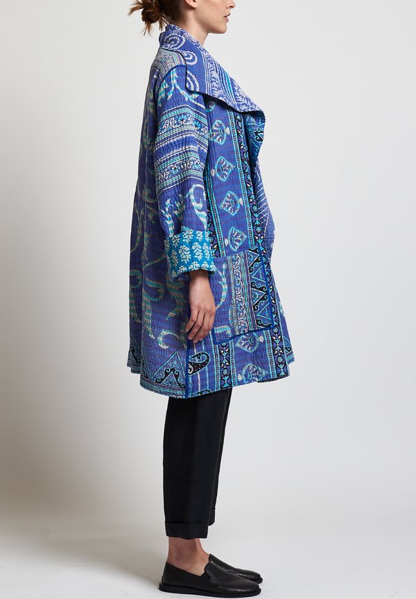 Mieko Mintz 4-Layer Pocket Coat in Purple/ Blue	