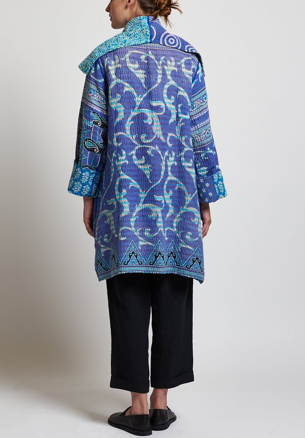 Mieko Mintz 4-Layer Pocket Coat in Purple/ Blue	